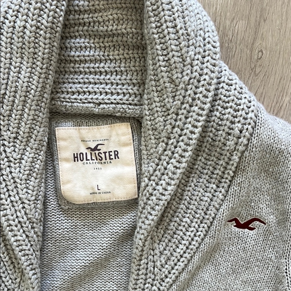 Hollister Wool Blend Gray Shawl Collar Cardigan Size Youth L - Picture 2 of 6